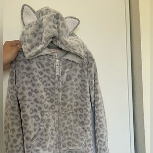 Girls Grey Leopard Onsie